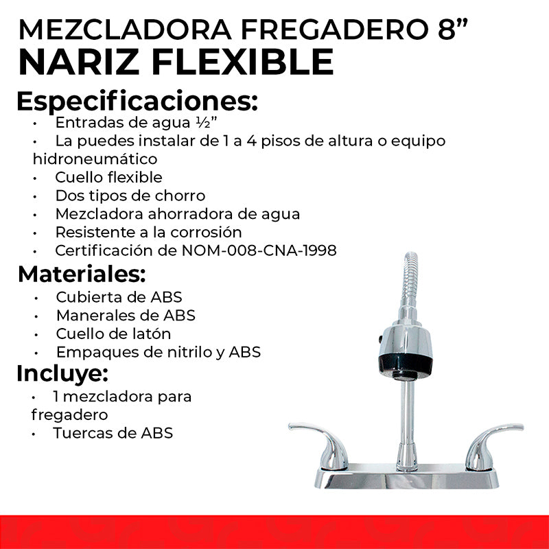 Llave mezcladora discount para fregadero flexible