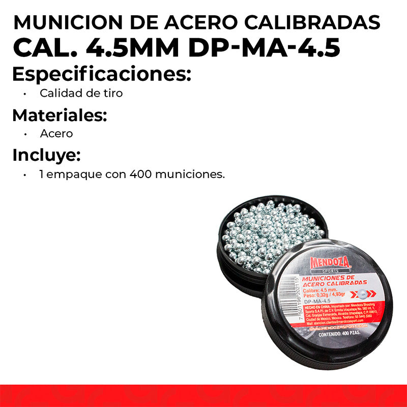 Munición Balines Acero Cal 4.5mm 400 Pz Pack 2 latas MENDOZA de Venta en  Ciudad de México